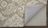 9' X 12' Tan And Ivory Wool Paisley Tufted Handmade Stain Resistant Area Rug
