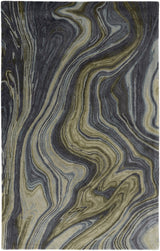 5' X 8' Blue and Green Abstract Hand Tufted Area Rug