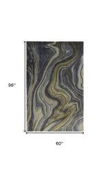 5' X 8' Blue and Green Abstract Hand Tufted Area Rug