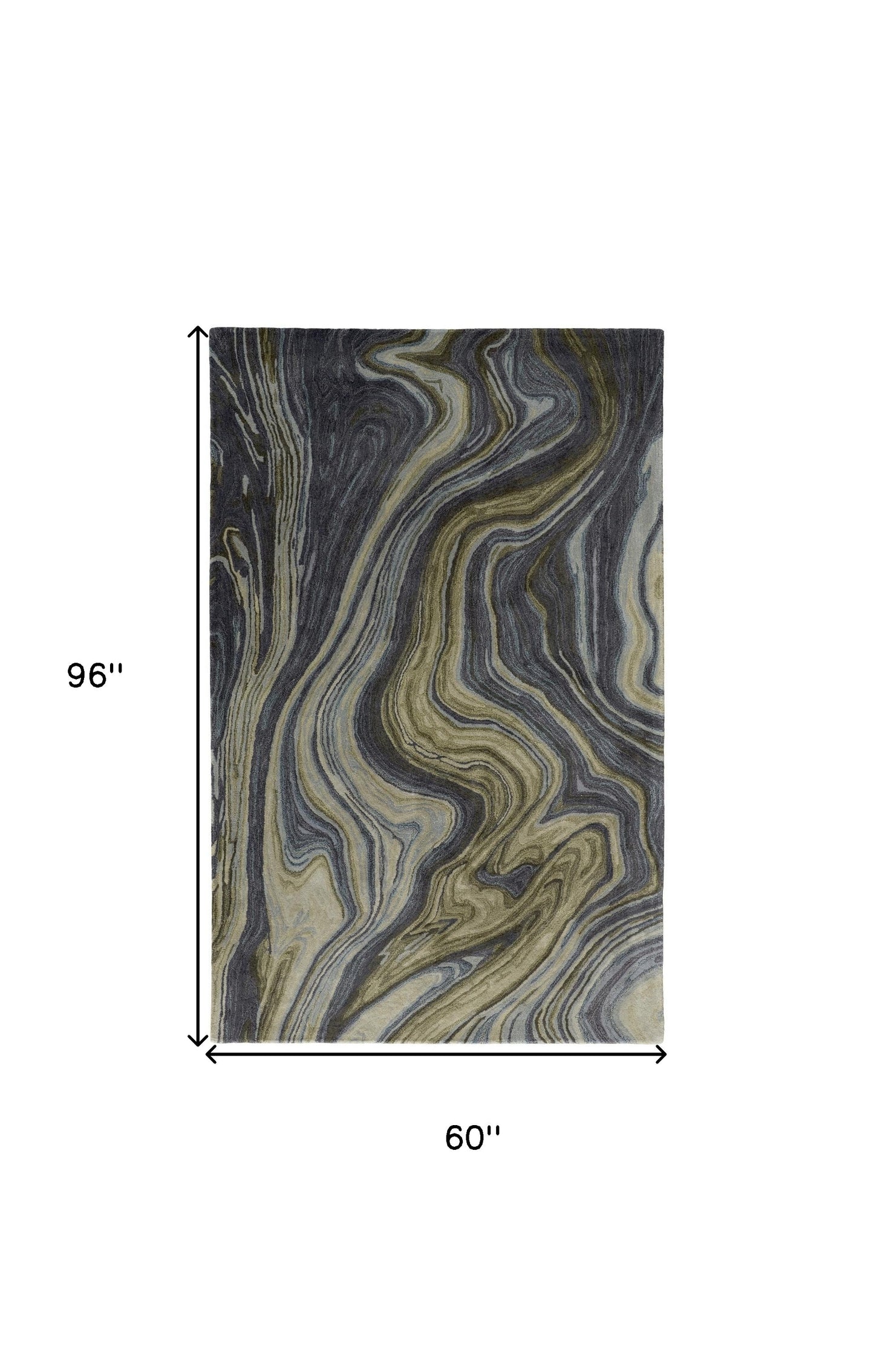 5' X 8' Blue and Green Abstract Hand Tufted Area Rug