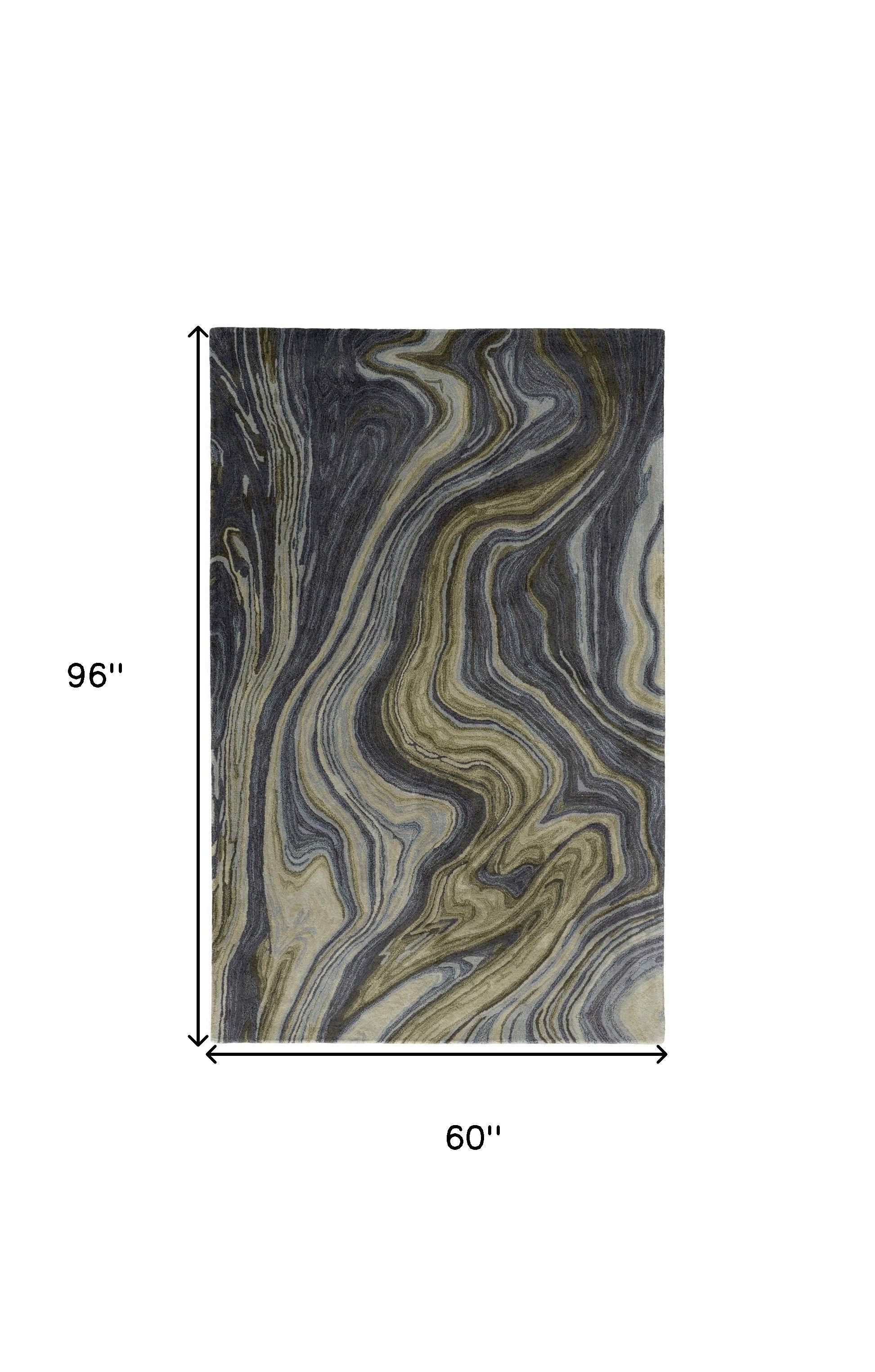 5' X 8' Blue and Green Abstract Hand Tufted Area Rug