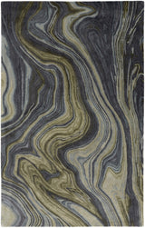 5' X 8' Blue and Green Abstract Hand Tufted Area Rug