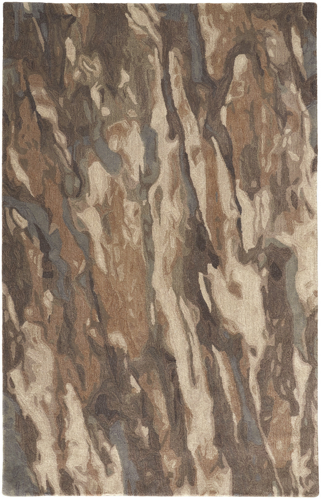 5' X 8' Green and Ivory Wool Abstract Hand Tufted Area Rug