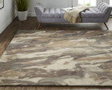 5' X 8' Green and Ivory Wool Abstract Hand Tufted Area Rug