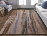 5' X 8' Red Pink and Blue Wool Abstract Hand Tufted Area Rug