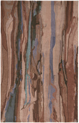 5' X 8' Red Pink and Blue Wool Abstract Hand Tufted Area Rug