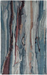 5' X 8' Blue and Orange Wool Abstract Hand Tufted Area Rug