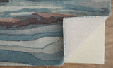 5' X 8' Blue and Orange Wool Abstract Hand Tufted Area Rug