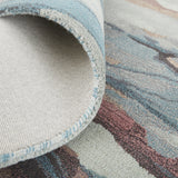 5' X 8' Blue and Orange Wool Abstract Hand Tufted Area Rug