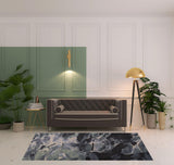 5' X 8' Blue and Black Wool Abstract Hand Tufted Area Rug