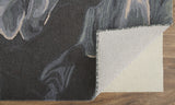 5' X 8' Blue and Black Wool Abstract Hand Tufted Area Rug