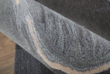 5' X 8' Blue and Black Wool Abstract Hand Tufted Area Rug