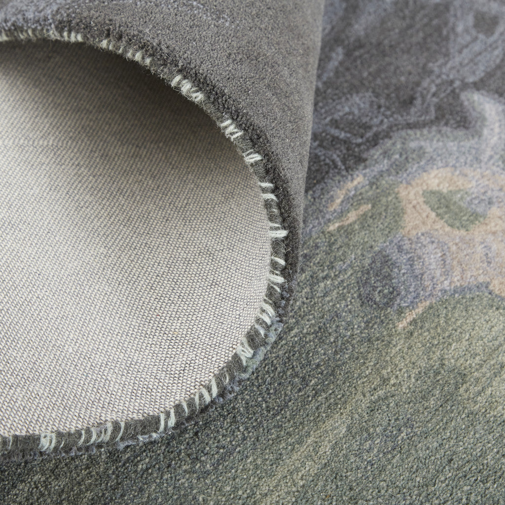 5' X 8' Blue and Black Wool Abstract Hand Tufted Area Rug