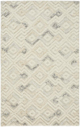 9' X 12' Gray And Ivory Wool Geometric Tufted Handmade Area Rug