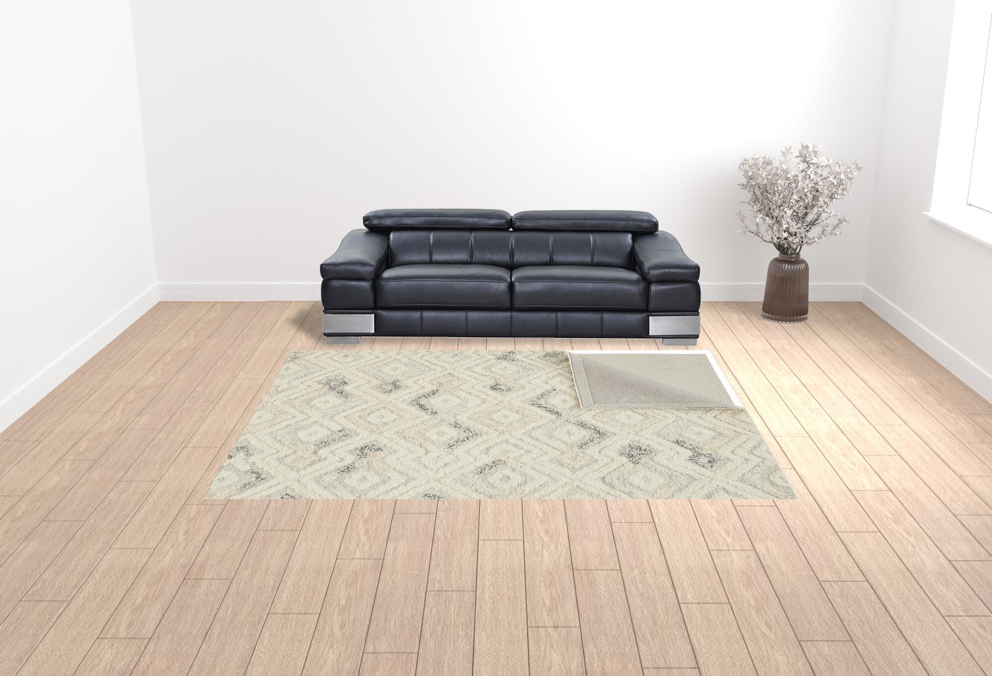 9' X 12' Gray And Ivory Wool Geometric Tufted Handmade Area Rug