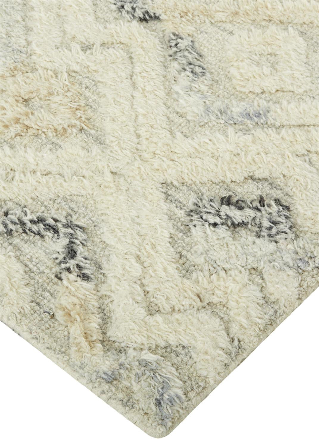 9' X 12' Gray And Ivory Wool Geometric Tufted Handmade Area Rug
