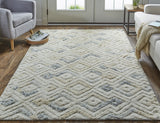 9' X 12' Gray And Ivory Wool Geometric Tufted Handmade Area Rug