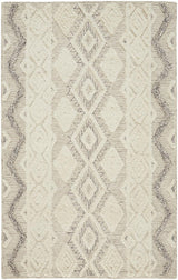 9' X 12' Ivory Taupe And Gray Wool Geometric Tufted Handmade Stain Resistant Area Rug