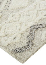 9' X 12' Ivory Taupe And Gray Wool Geometric Tufted Handmade Stain Resistant Area Rug