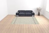 9' X 12' Ivory And Black Wool Geometric Tufted Handmade Stain Resistant Area Rug