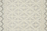 9' X 12' Ivory And Black Wool Geometric Tufted Handmade Stain Resistant Area Rug