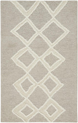 9' X 12' Gray And Ivory Wool Geometric Tufted Handmade Stain Resistant Area Rug