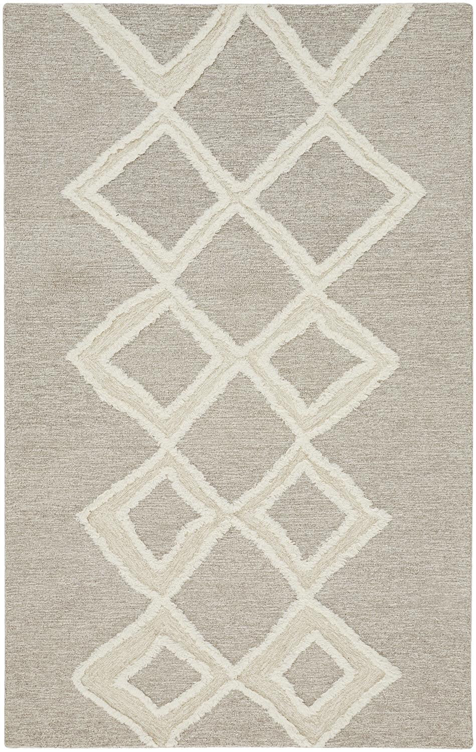12' X 15' Gray And Ivory Wool Geometric Tufted Handmade Area Rug