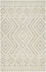 9' X 12' Ivory And Tan Wool Geometric Tufted Handmade Stain Resistant Area Rug