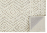 9' X 12' Ivory And Tan Wool Geometric Tufted Handmade Stain Resistant Area Rug