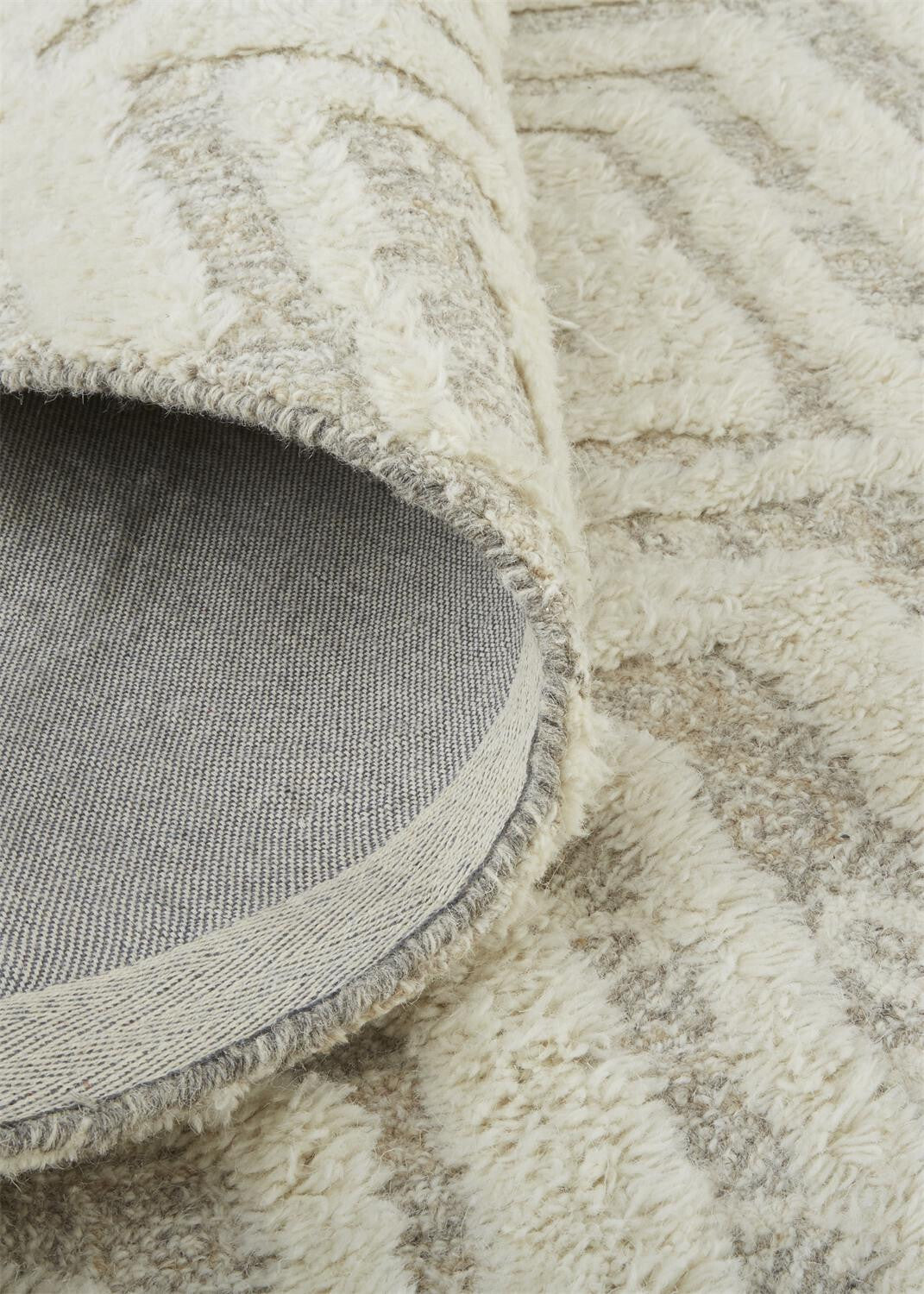 9' X 12' Ivory And Tan Wool Geometric Tufted Handmade Stain Resistant Area Rug