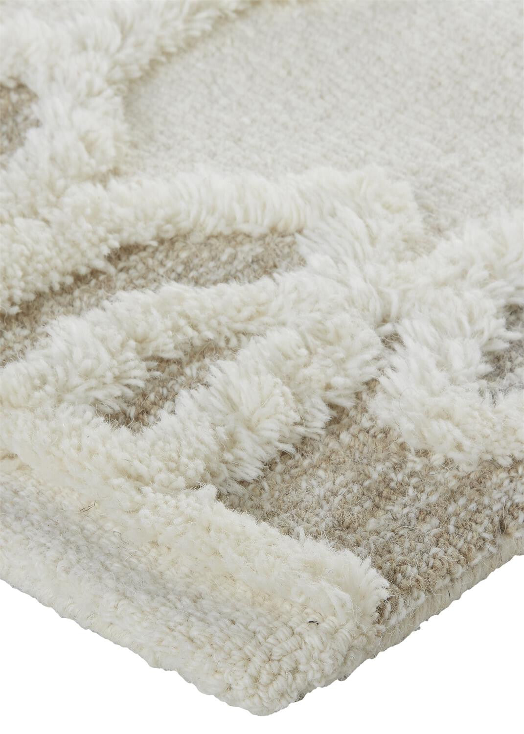 9' X 12' Ivory Tan And Silver Wool Geometric Tufted Handmade Stain Resistant Area Rug