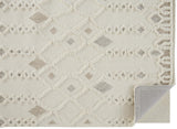 9' X 12' Ivory Tan And Silver Wool Geometric Tufted Handmade Stain Resistant Area Rug