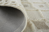 9' X 12' Ivory Tan And Silver Wool Geometric Tufted Handmade Stain Resistant Area Rug