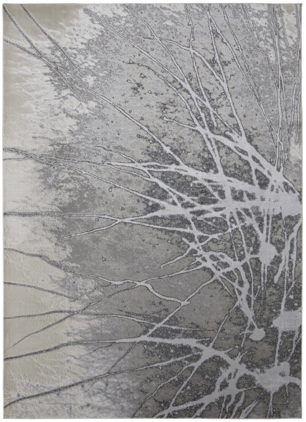 12' X 15' Gray Silver And Ivory Abstract Power Loom Area Rug