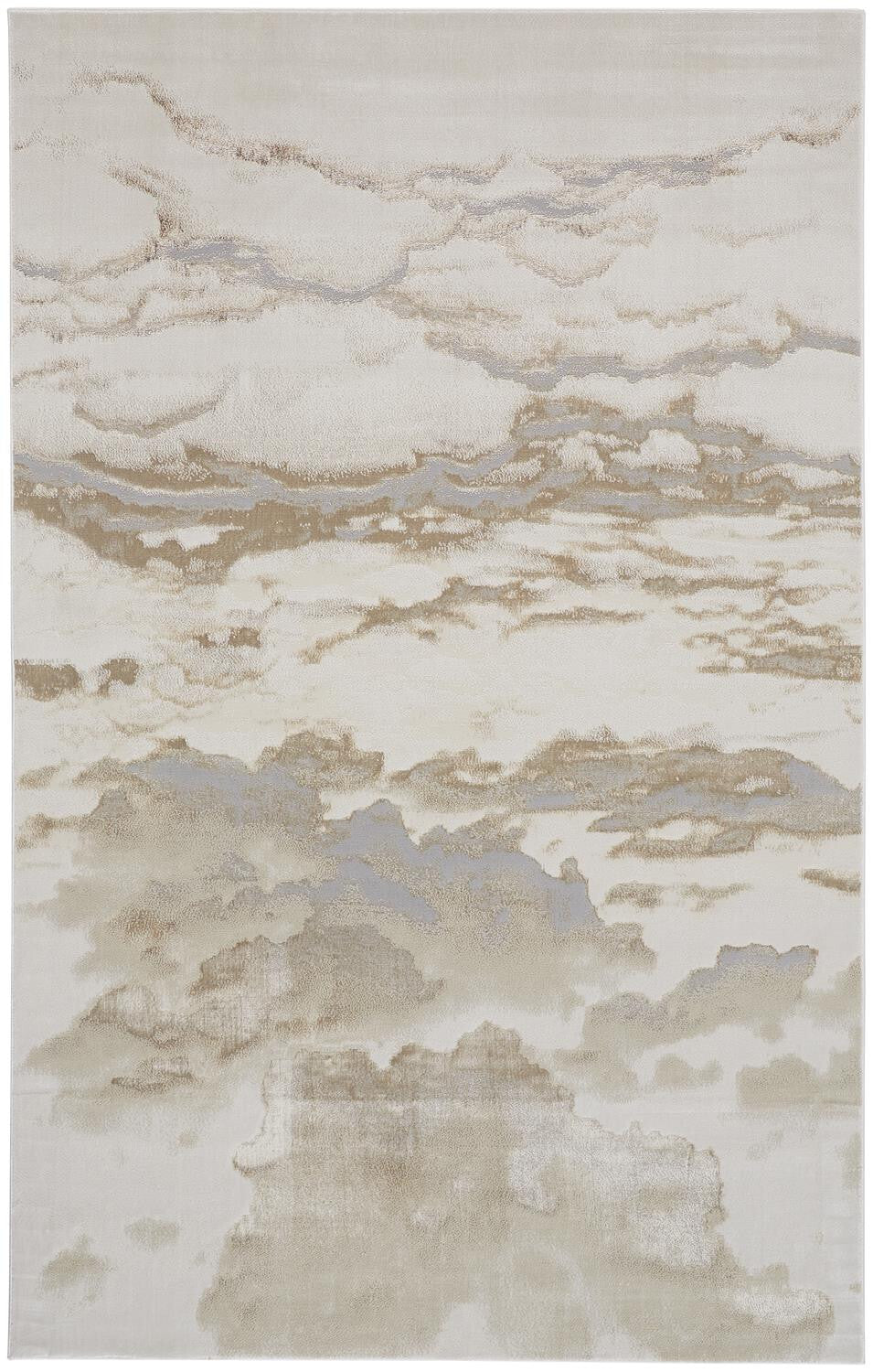12' X 15' Ivory Tan And Gray Abstract Area Rug