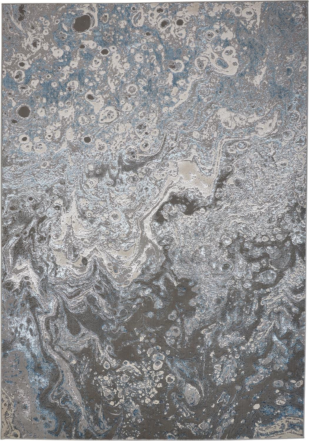 10' X 13' Blue and Gray Abstract Power Loom Area Rug