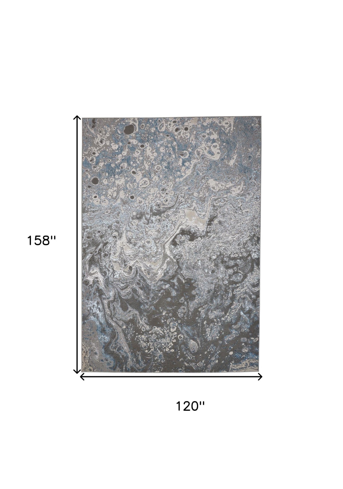 10' X 13' Blue and Gray Abstract Power Loom Area Rug