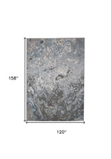10' X 13' Blue and Gray Abstract Power Loom Area Rug
