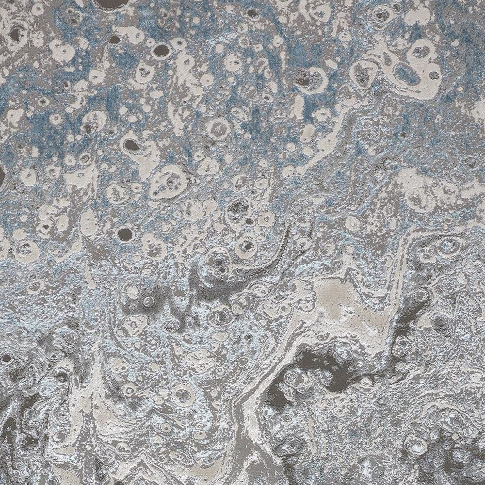 10' X 13' Blue and Gray Abstract Power Loom Area Rug