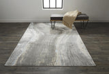 10' X 13' Blue and Gray Abstract Power Loom Area Rug