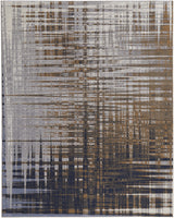 10' X 13' Blue Orange And Gray Abstract Power Loom Area Rug