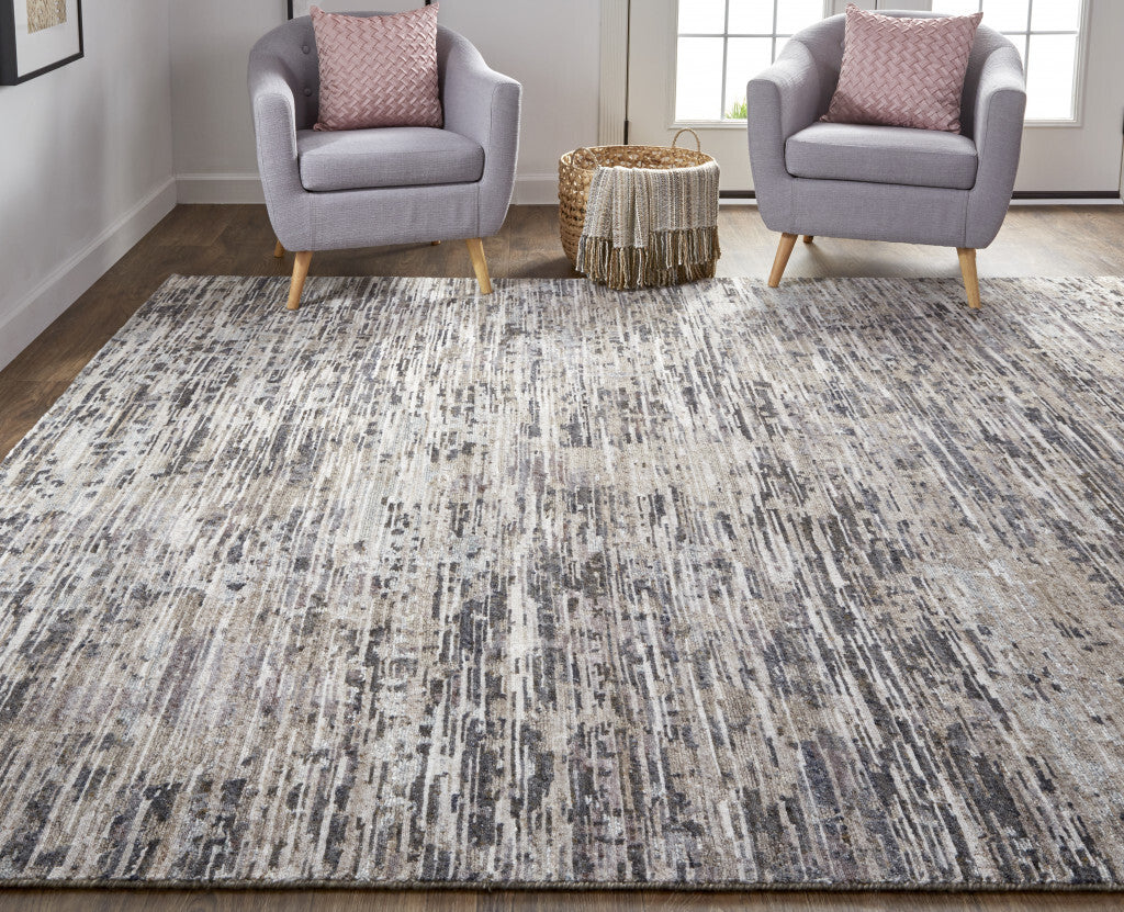 12' X 15' Gray Blue And Silver Wool Abstract Hand Knotted Area Rug