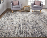 12' X 15' Gray Blue And Silver Wool Abstract Hand Knotted Area Rug