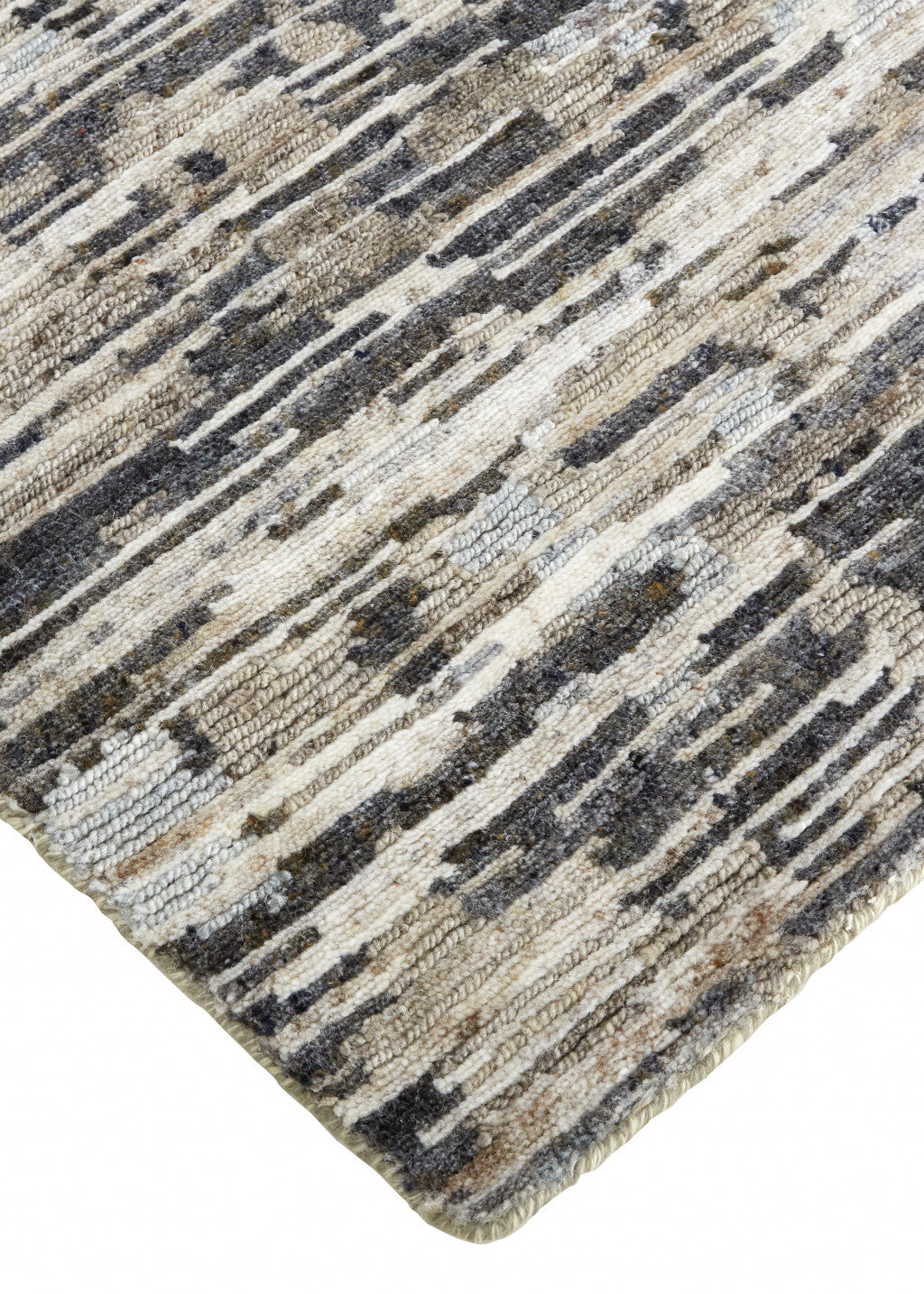 12' X 15' Gray Blue And Silver Wool Abstract Hand Knotted Area Rug