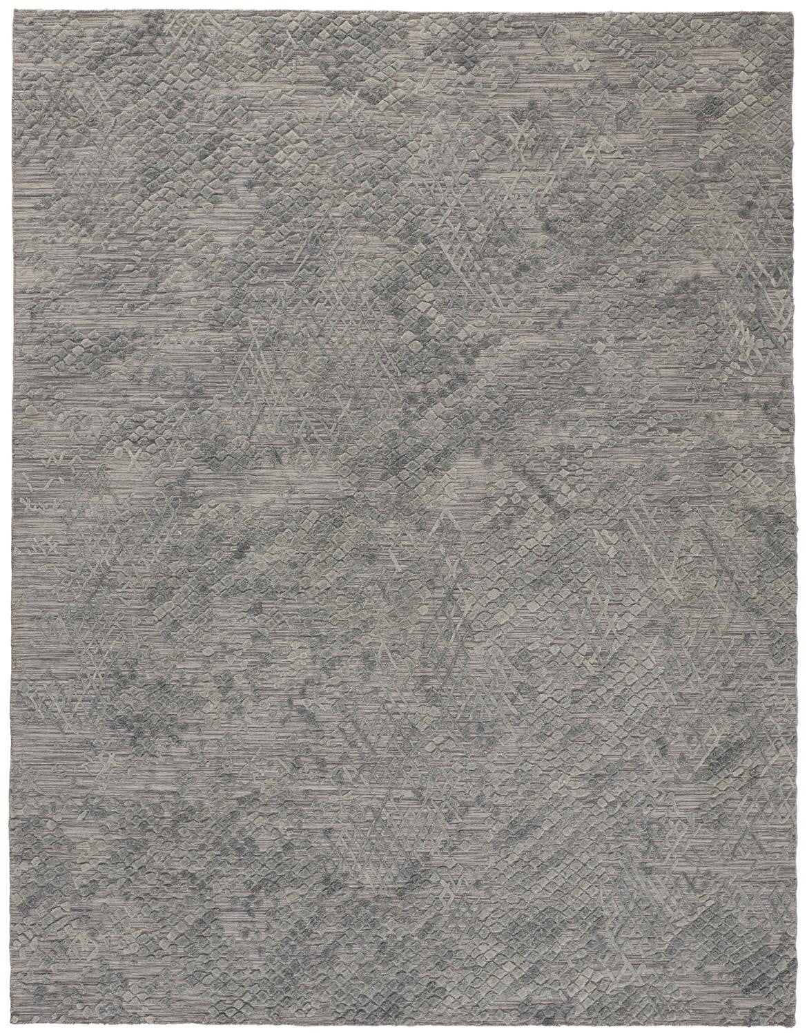 12' X 15' Gray Abstract Hand Woven Area Rug