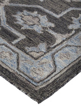 9' X 12' Gray Blue And Ivory Wool Floral Tufted Handmade Stain Resistant Area Rug