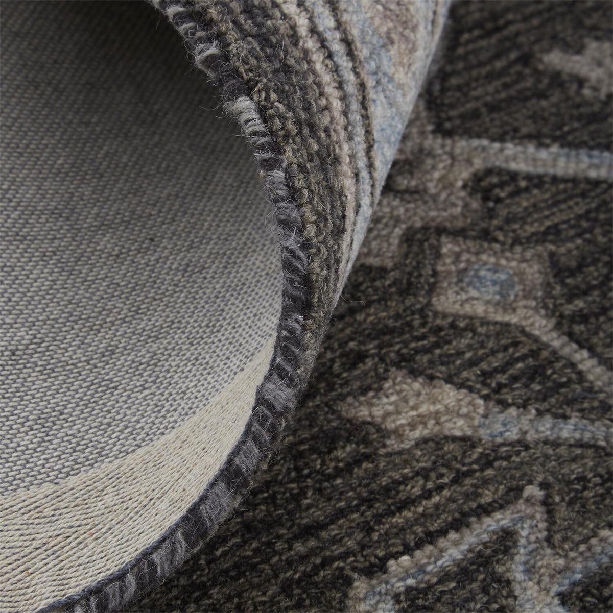 9' X 12' Gray Blue And Ivory Wool Floral Tufted Handmade Stain Resistant Area Rug