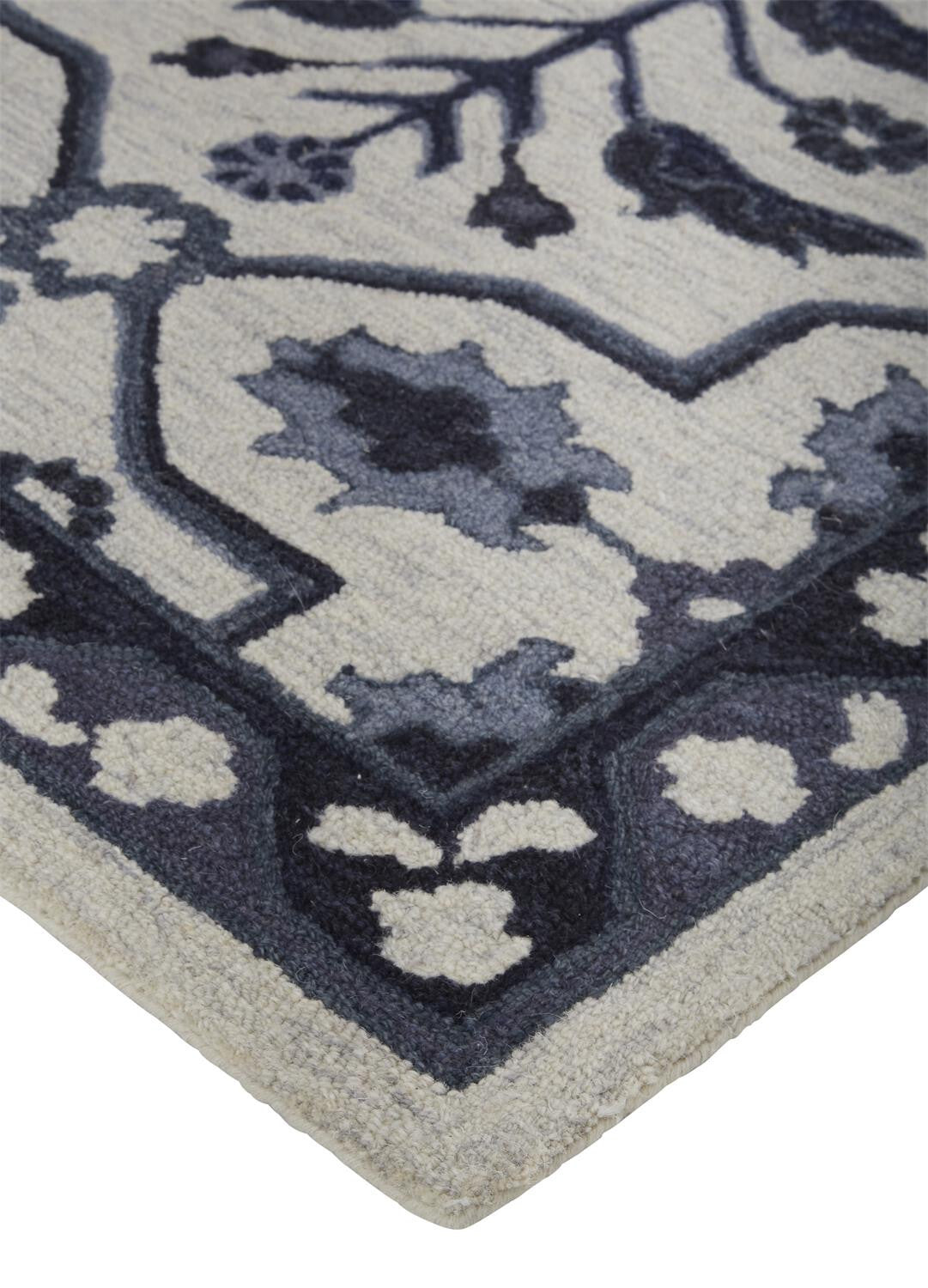 10' X 14' Taupe And Gray Wool Floral Tufted Handmade Stain Resistant Area Rug