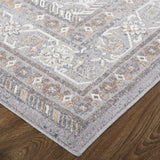 9' X 12' Gray Orange And Ivory Floral Power Loom Stain Resistant Area Rug