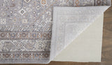 9' X 12' Gray Orange And Ivory Floral Power Loom Stain Resistant Area Rug